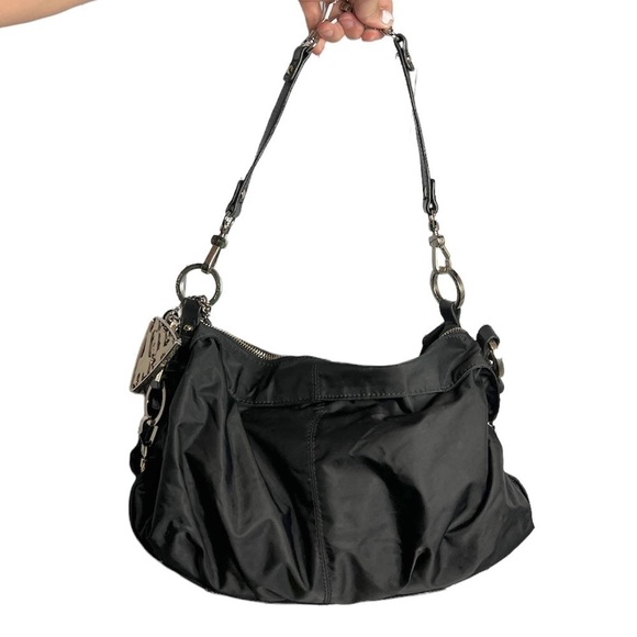 Junior Drake Handbags - Junior Drake black nylon leather novelty keyfob slouchy hobo bag